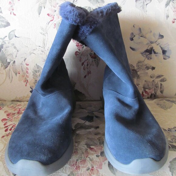 Skechers Gogamat Boots Women’s 10 Blue Suede Faux Fur Lining Excellent Condition - Picture 5 of 16